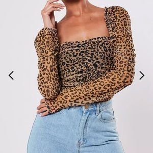 Leopard Ruched Top